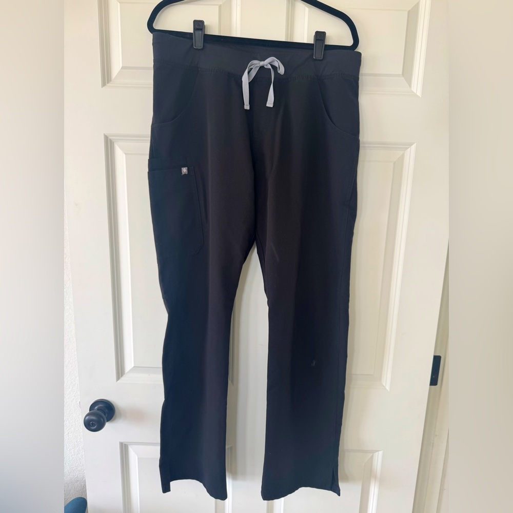 Figs Women's Black Track Pants with Gray Drawstring